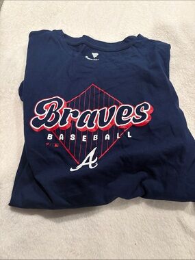 Fanatics Navy Braves Baseball Tee with Red & White Logo